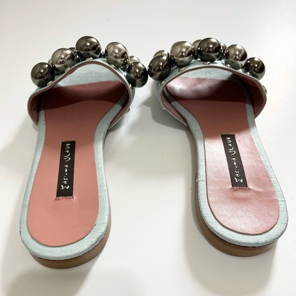 MANILA GRACE Azure Silk Slide Sandsls. - Picture 9 of 14